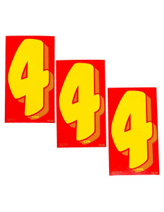 Calcomanías de Vinilo EZ Line Número 4 Rojas y Amarillas 19.05cm