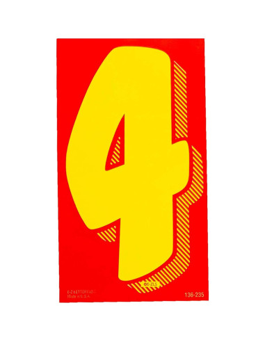 Calcomanías de Vinilo EZ Line Número 4 Rojas y Amarillas 19.05cm