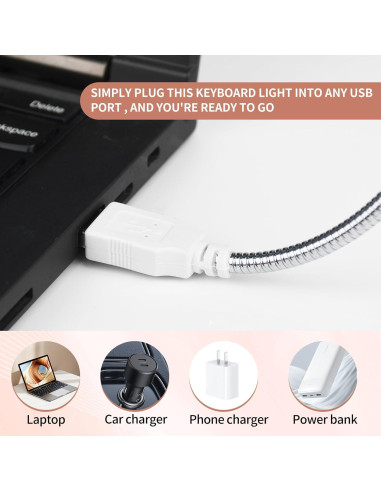 Luz de Teclado USB LED CZBRO 2 Pcs Flexible para Portátil