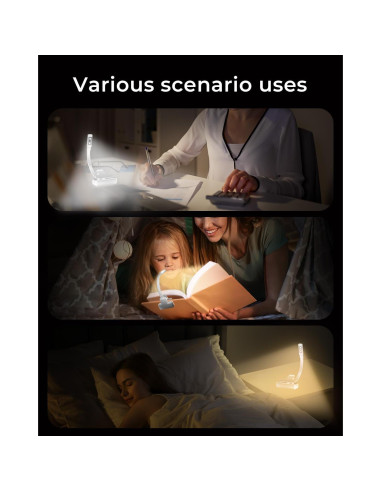 Luz de Lectura Recargable USB YouZhanDeng Blanca 3 Colores