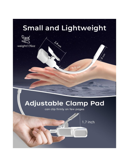Luz de Lectura Recargable USB YouZhanDeng Blanca 3 Colores