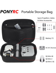 Funda de Transporte PONYRC para DJI Mini 4K y Mini 2 - Ligera y Resistente 2