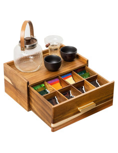 Organizador de Bolsitas de Té de Madera de Acacia FLYIEE