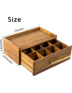 Organizador de Bolsitas de Té de Madera de Acacia FLYIEE 2