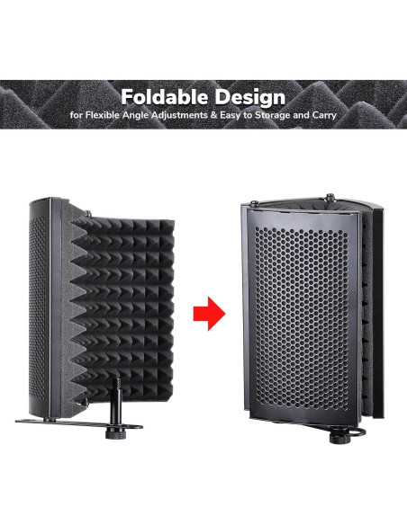 Panel Aislante de Micrófono AW 3 Pliegues 33x24 cm Espuma Acústica