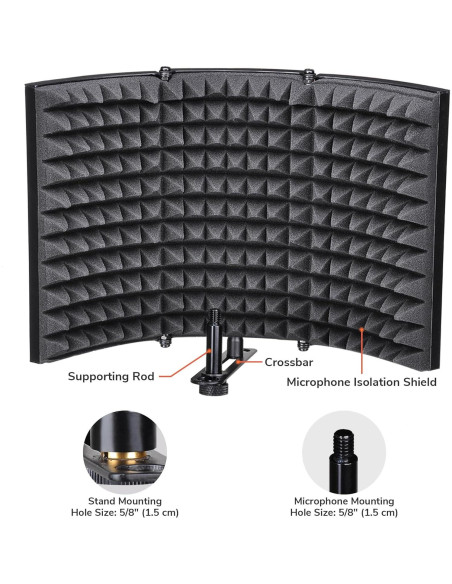 Panel Aislante de Micrófono AW 3 Pliegues 33x24 cm Espuma Acústica