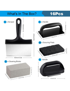 Kit de limpieza 16 Pcs MOWOT para parrilla y plancha 2