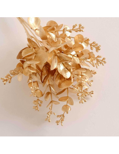 Ramas de Eucalipto Artificial Dorado Metálico Tableclothsfactory - 30.48 cm, Paquete de 4