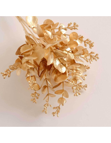 Ramas de Eucalipto Artificial Dorado Metálico Tableclothsfactory - 30.48 cm, Paquete de 4