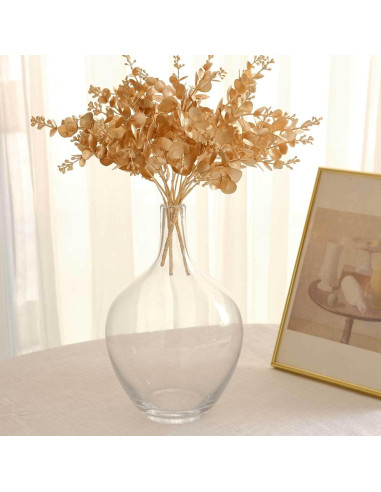 Ramas de Eucalipto Artificial Dorado Metálico Tableclothsfactory - 30.48 cm, Paquete de 4