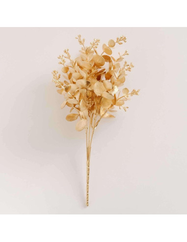 Ramas de Eucalipto Artificial Dorado Metálico Tableclothsfactory - 30.48 cm, Paquete de 4