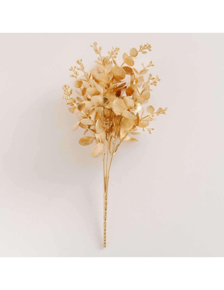 Ramas de Eucalipto Artificial Dorado Metálico Tableclothsfactory - 30.48 cm, Paquete de 4