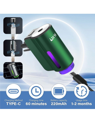 Difusor de Ambientador de Aire para Auto LWW Verde 3 Modos