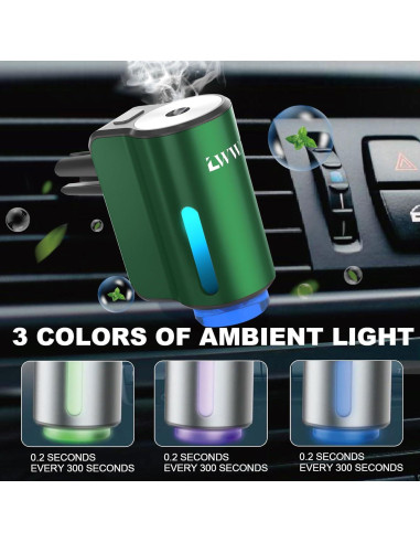 Difusor de Ambientador de Aire para Auto LWW Verde 3 Modos