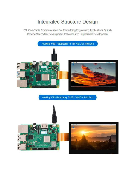 Pantalla DSI 4.3" Waveshare IPS 800x480 para Raspberry Pi