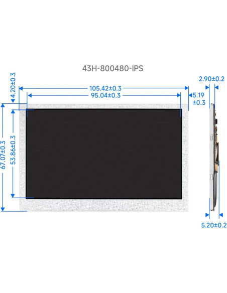 Pantalla DSI 4.3" Waveshare IPS 800x480 para Raspberry Pi