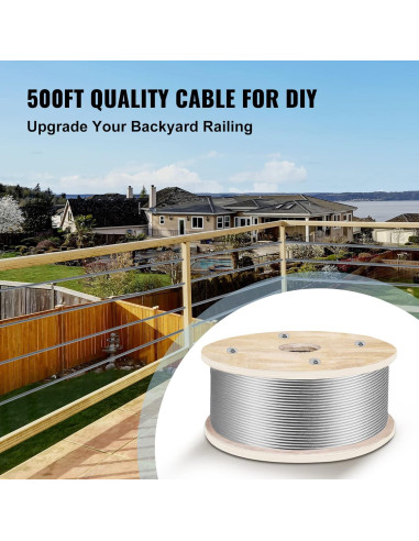 Cable de Acero Inoxidable VEVOR 3/16" T316 500ft 4200LBS