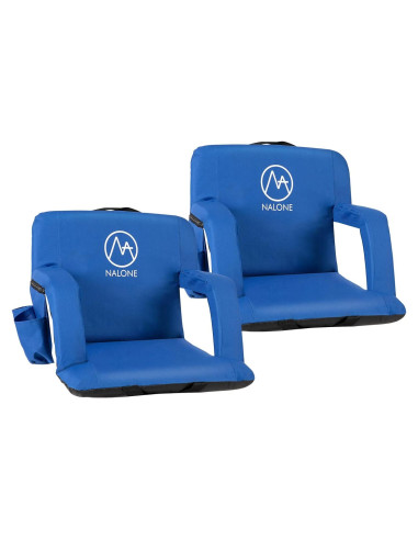 Conjunto de 2 Sillas Plegables Nalone con Reposabrazos y Cojín Azul