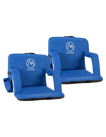 Conjunto de 2 Sillas Plegables Nalone con Reposabrazos y Cojín Azul
