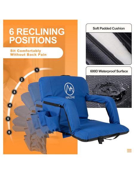 Conjunto de 2 Sillas Plegables Nalone con Reposabrazos y Cojín Azul