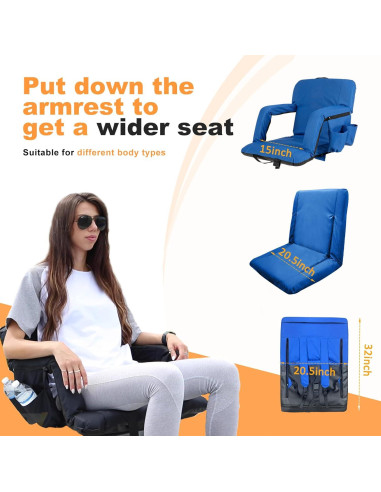 Conjunto de 2 Sillas Plegables Nalone con Reposabrazos y Cojín Azul