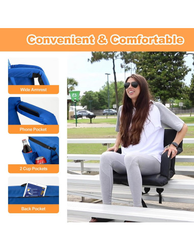 Conjunto de 2 Sillas Plegables Nalone con Reposabrazos y Cojín Azul