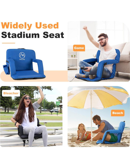 Conjunto de 2 Sillas Plegables Nalone con Reposabrazos y Cojín Azul