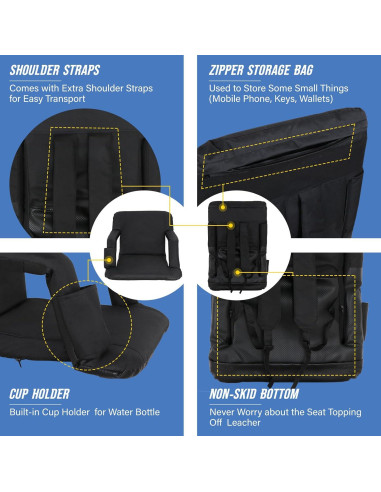 Silla Reclinable LEMY 5 Posiciones Portátil Resistente Agua Negro