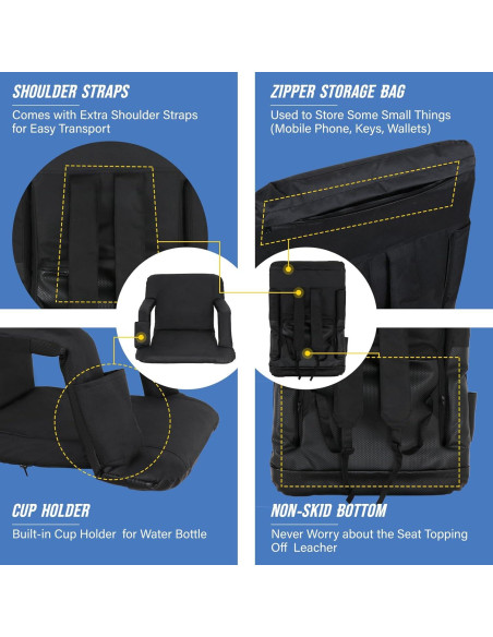 Silla Reclinable LEMY 5 Posiciones Portátil Resistente Agua Negro