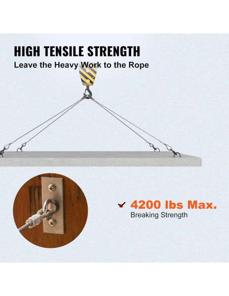 Cable de Acero Inoxidable VEVOR 3/16" T316 500ft 4200LBS