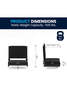 Silla de Estadio Plegable Flash Furniture Negra Ultra-Cojinada 2