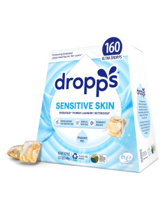 Cápsulas de Detergente para Ropa Piel Sensible Dropps 160 Unidades