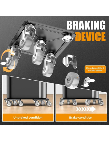 Carro de Muebles LOYAL TIGER 680kg 5 Ruedas 13.7cm Gris