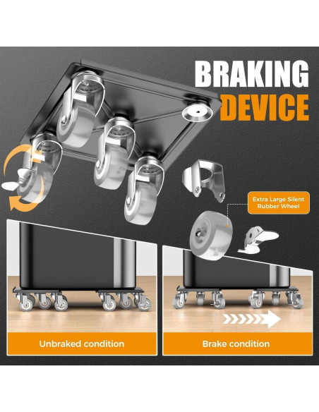 Carro de Muebles LOYAL TIGER 680kg 5 Ruedas 13.7cm Gris