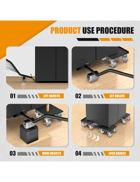 Carro de Muebles LOYAL TIGER 680kg 5 Ruedas 13.7cm Gris