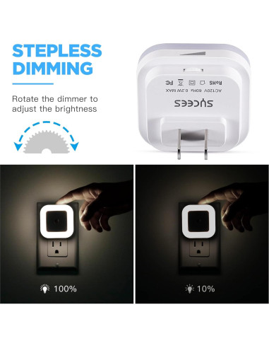 Luz Nocturna LED Regulable SYCEES con Sensor Crepúsculo, 4 Unidades