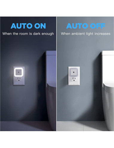 Luz Nocturna LED Regulable SYCEES con Sensor Crepúsculo, 4 Unidades