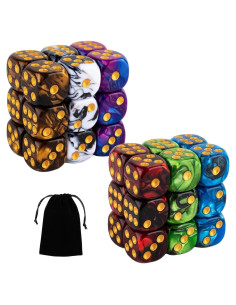 Set de 36 Dados D6 16mm Acrílico Premium con Bolsa LAMJAM