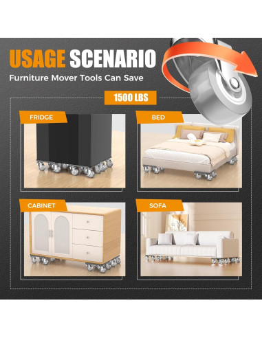 Carro de Muebles LOYAL TIGER 680kg 5 Ruedas 13.7cm Gris