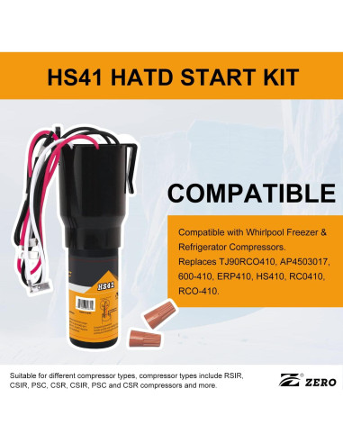 Kit de Arranque Duro Z HS41 para Compresores 1/4-1/3 HP 115V