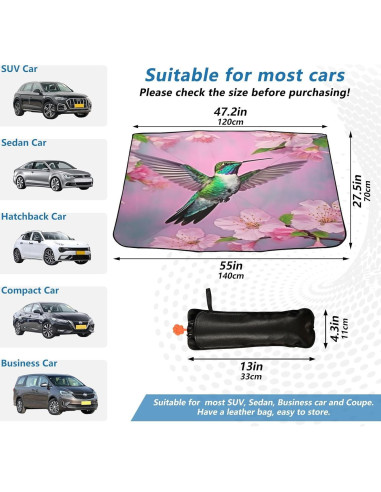 Parasol para Parabrisas de Coche Jihqo 140x70 cm UV Bloqueo