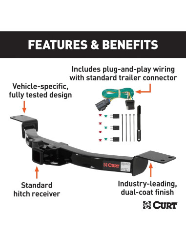 Enganche de Remolque CURT 99313 Clase 3 con Cableado 4 Pines