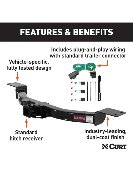 Enganche de Remolque CURT 99313 Clase 3 con Cableado 4 Pines