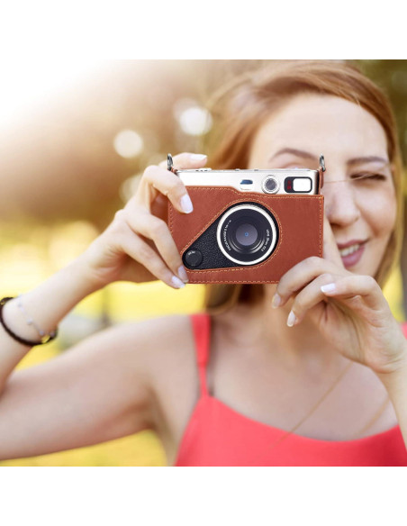 Funda Protectora Phetium para Cámara Fujifilm Instax Mini EVO - Cuero PU Marrón