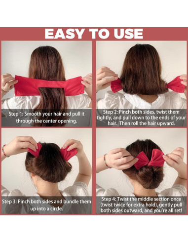 4 Piezas Creador de Moño de Cabello Rojo Ravlzors