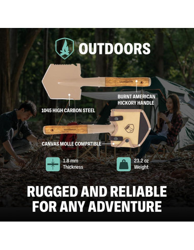 Pala de Camping Condor CTK2810-6 - Acero Carbono 1045 - Mango Nogal