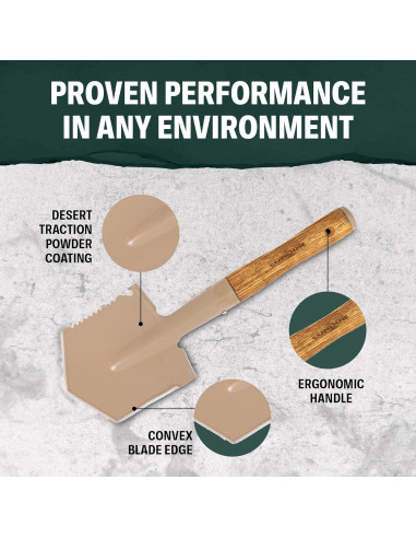 Pala de Camping Condor CTK2810-6 - Acero Carbono 1045 - Mango Nogal