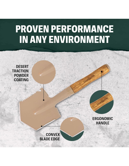 Pala de Camping Condor CTK2810-6 - Acero Carbono 1045 - Mango Nogal