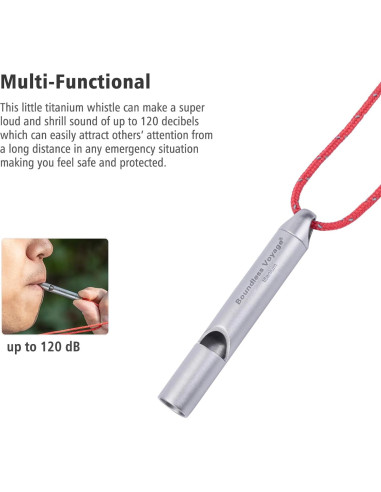 Silbato de Titanio Boundless Voyage Ti9014O 120dB para Emergencias