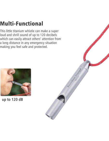 Silbato de Titanio Boundless Voyage Ti9014O 120dB para Emergencias